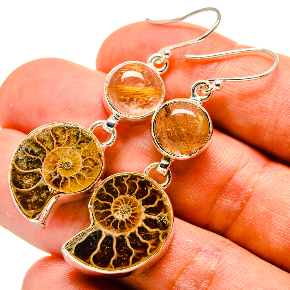 Ammonite Fossil Earrings handcrafted by Anasilvercos - EARR416403