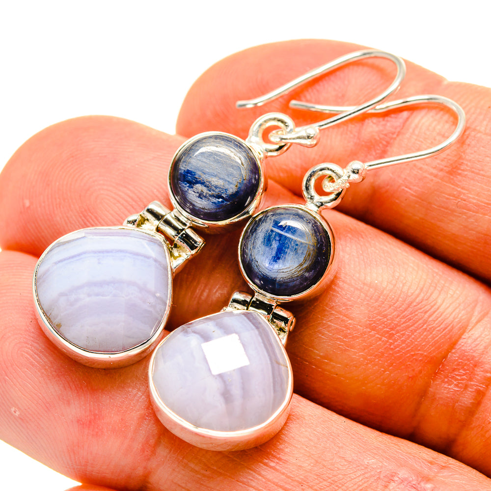 Blue Lace Agate Earrings handcrafted by Anasilvercos - EARR416411