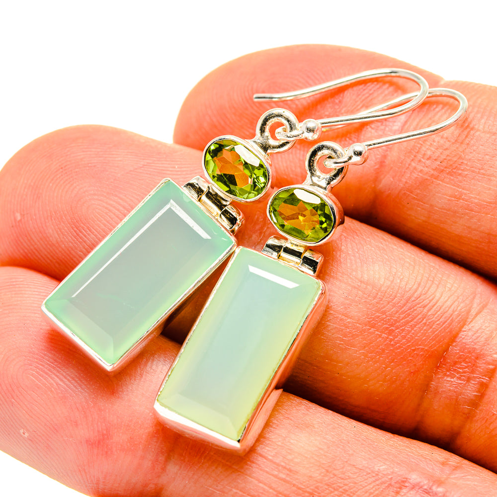 Aqua Chalcedony Earrings handcrafted by Anasilvercos - EARR416412