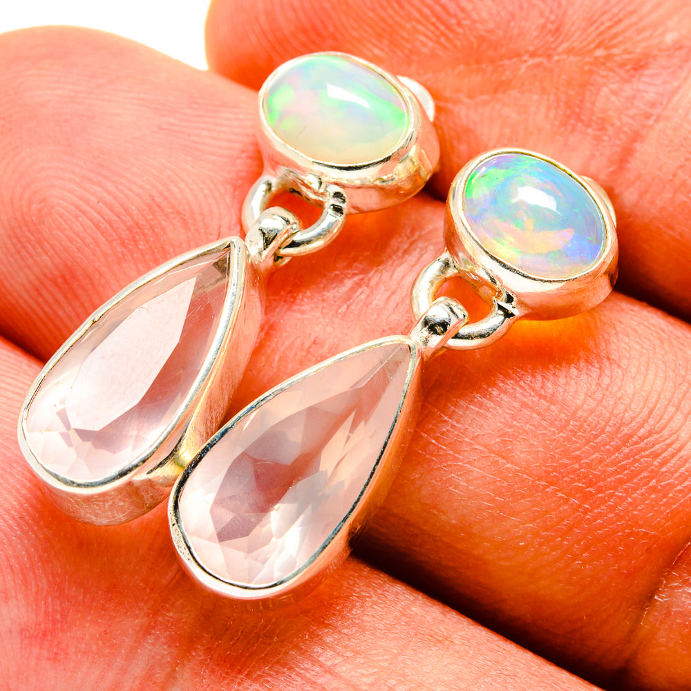 Rose Quartz Earrings handcrafted by Anasilvercos - EARR416423