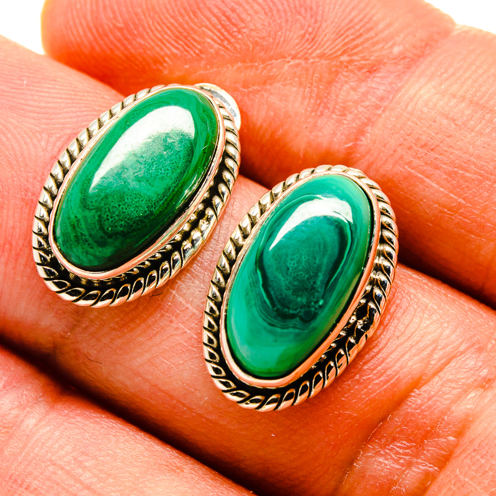 Malachite Earrings handcrafted by Anasilvercos - EARR416427
