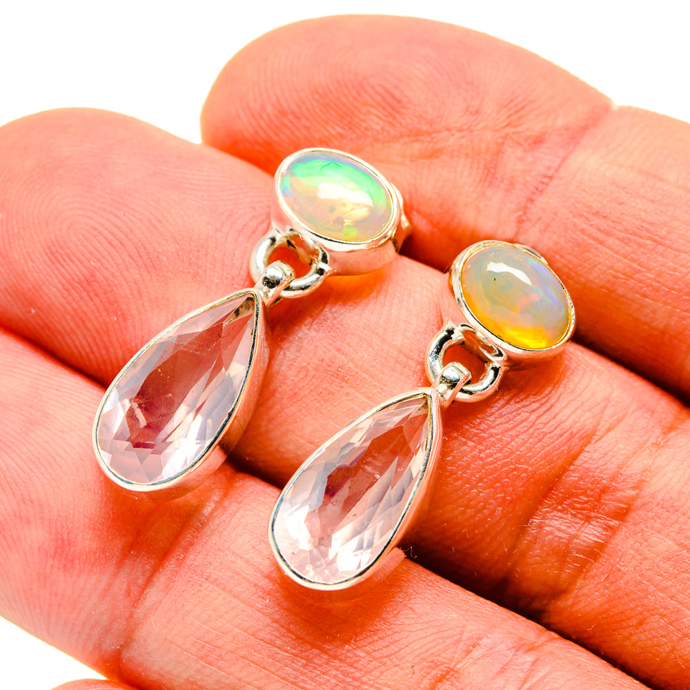 Rose Quartz Earrings handcrafted by Anasilvercos - EARR416439