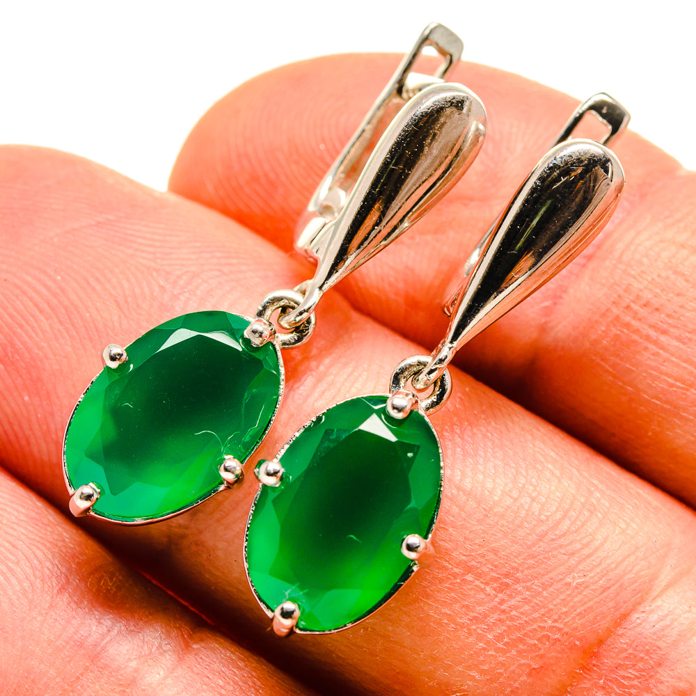 Green Onyx Earrings handcrafted by Anasilvercos - EARR416463