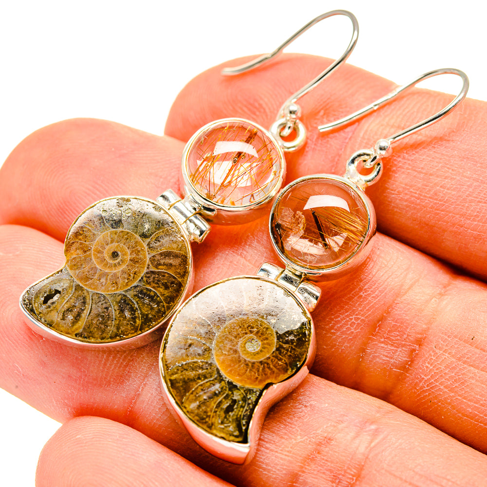 Ammonite Fossil Earrings handcrafted by Anasilvercos - EARR416500