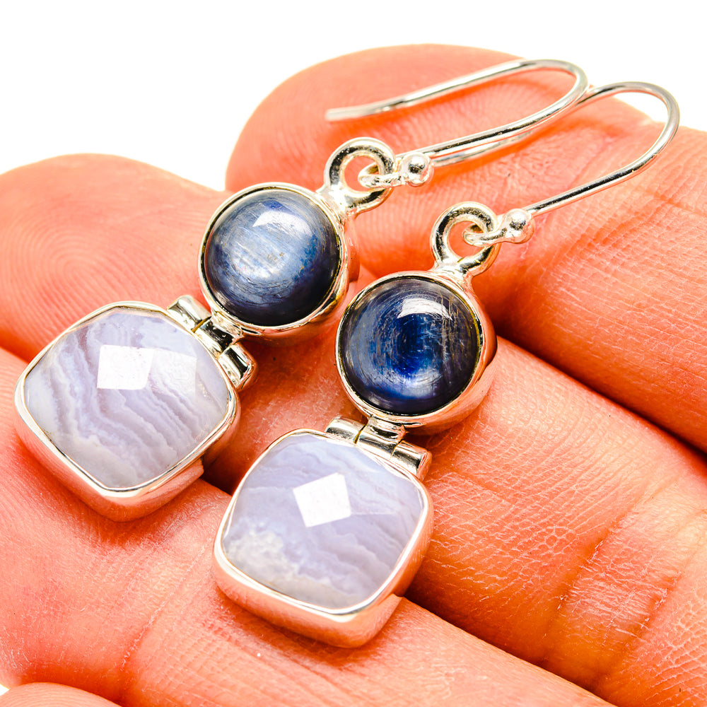 Blue Lace Agate Earrings handcrafted by Anasilvercos - EARR416502