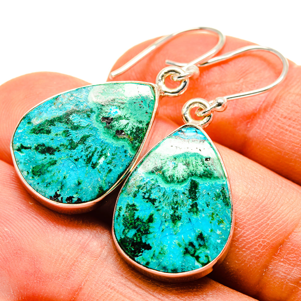 Malachite In Chrysocolla Earrings handcrafted by Anasilvercos - EARR416511