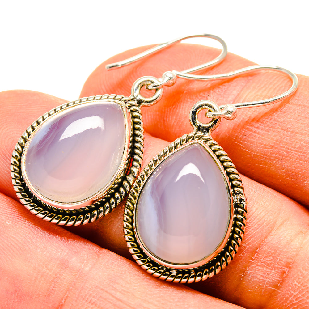 Blue Lace Agate Earrings handcrafted by Anasilvercos - EARR416518