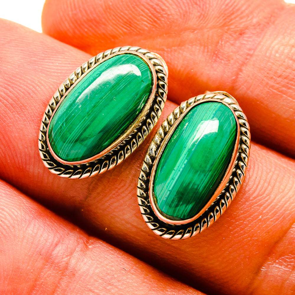Malachite Earrings handcrafted by Anasilvercos - EARR416558