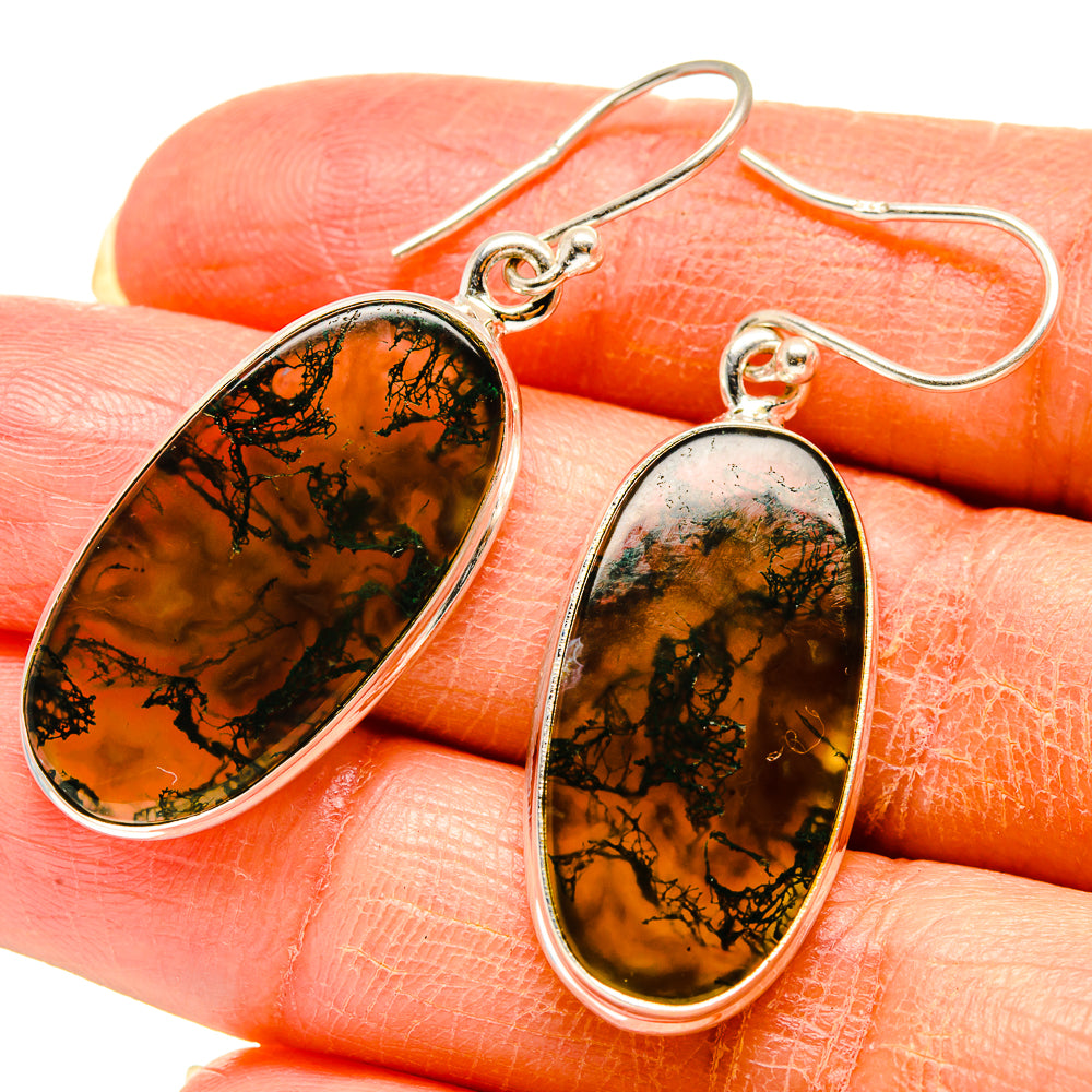 Green Moss Agate Earrings handcrafted by Anasilvercos - EARR416570
