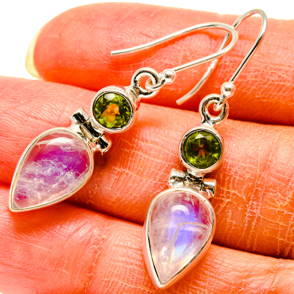 Rainbow Moonstone Earrings handcrafted by Anasilvercos - EARR416572