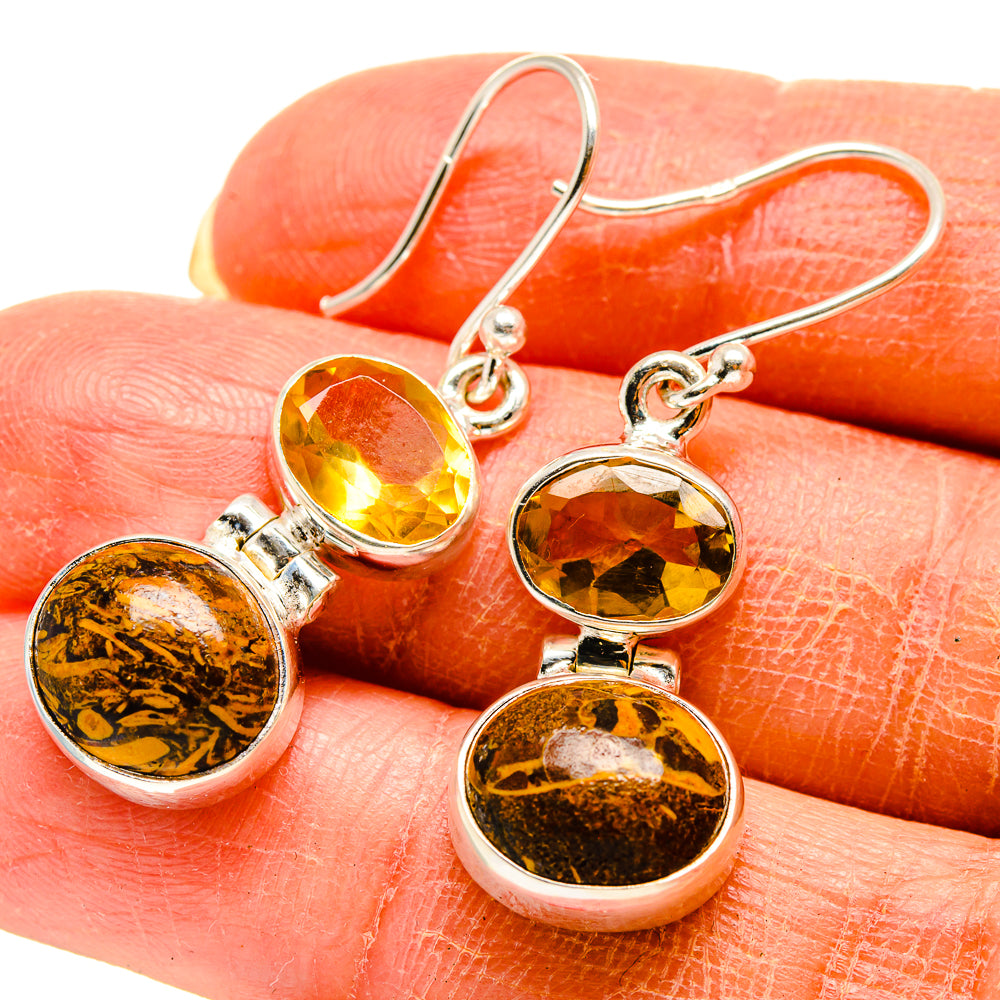 Palm Wood Jasper Earrings handcrafted by Anasilvercos - EARR416578