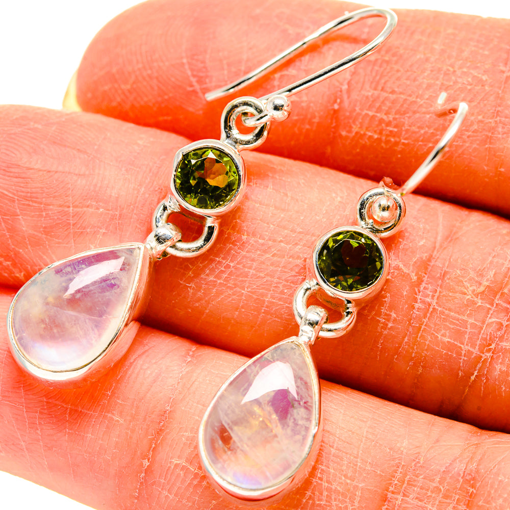 Rainbow Moonstone Earrings handcrafted by Anasilvercos - EARR416598