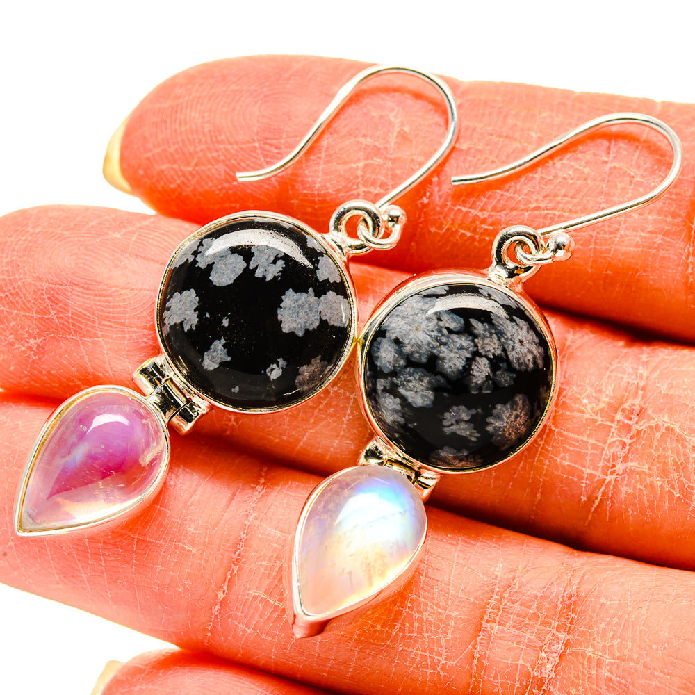 Snowflake Obsidian Earrings handcrafted by Anasilvercos - EARR416604