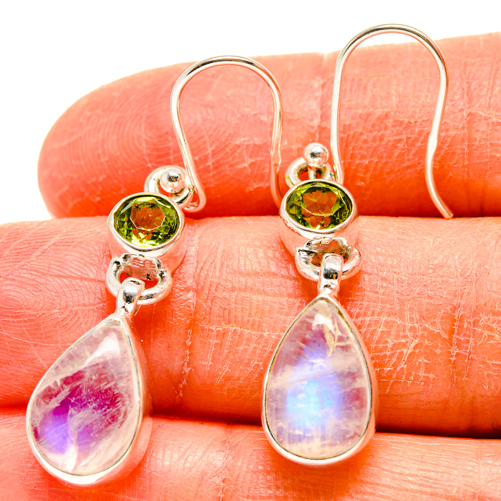 Rainbow Moonstone Earrings handcrafted by Anasilvercos - EARR416622