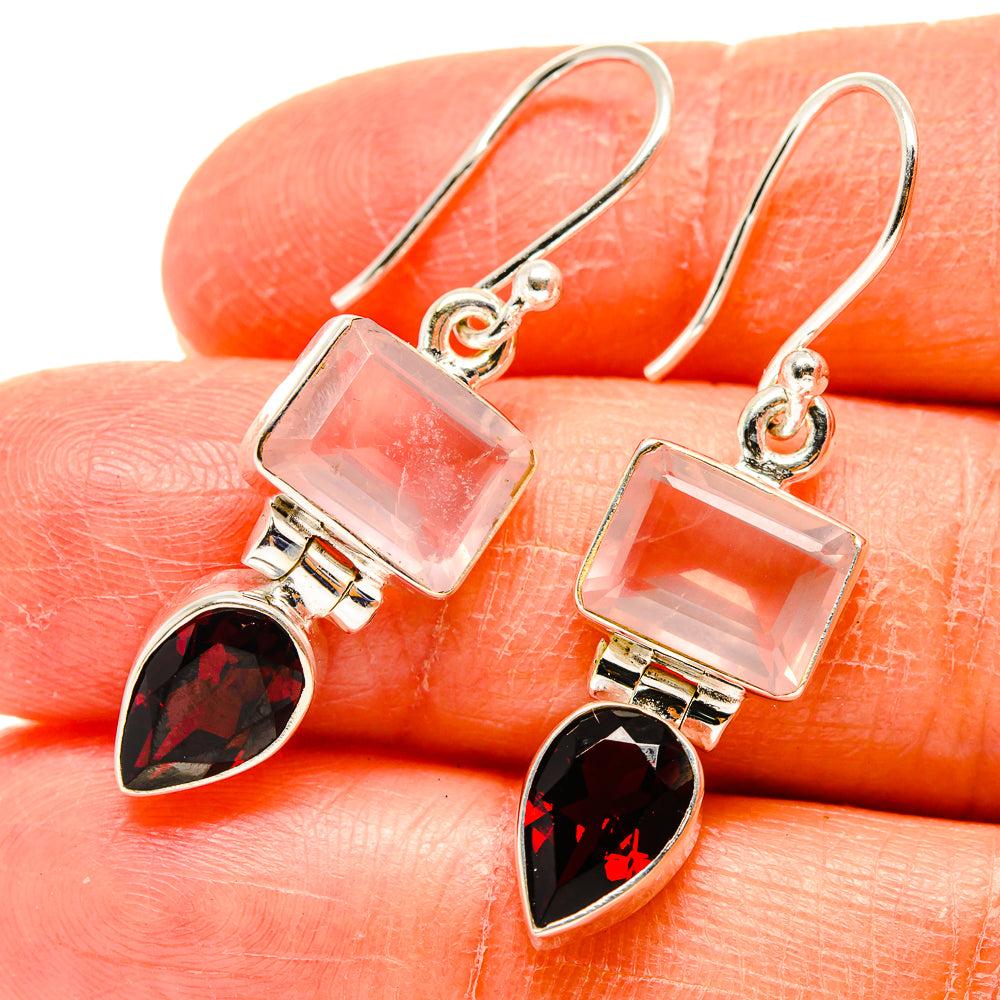 Rose Quartz Earrings handcrafted by Anasilvercos - EARR416626