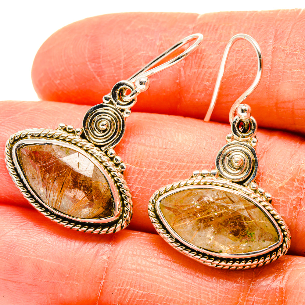 Rutilated Quartz Earrings handcrafted by Anasilvercos - EARR416649