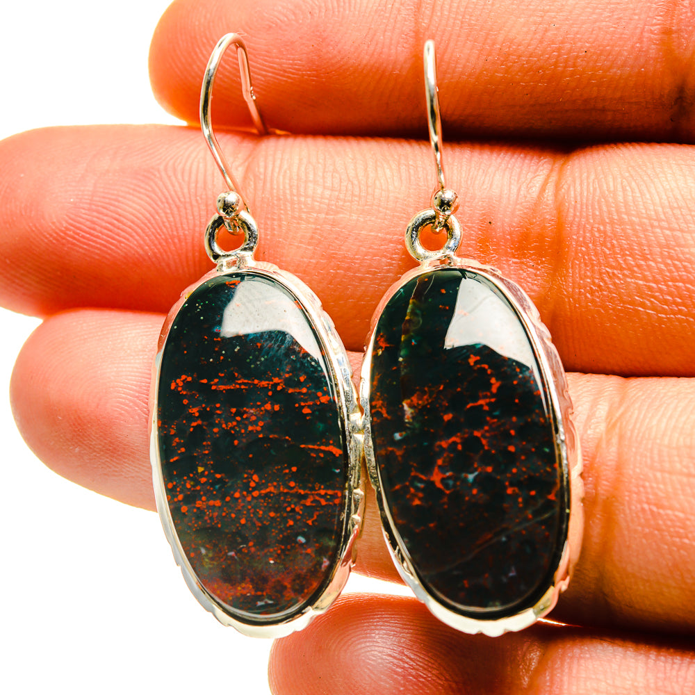 Bloodstone Earrings handcrafted by Anasilvercos - EARR416674