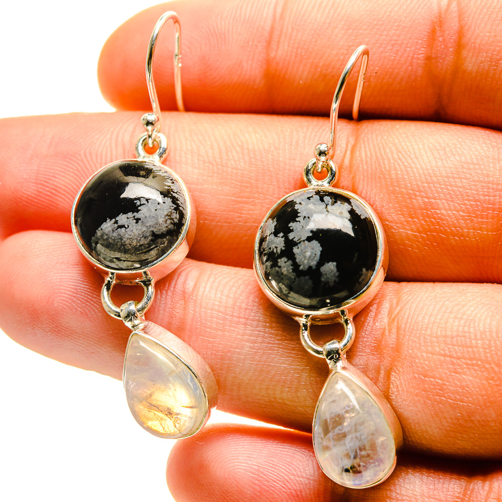 Snowflake Obsidian Earrings handcrafted by Anasilvercos - EARR416677