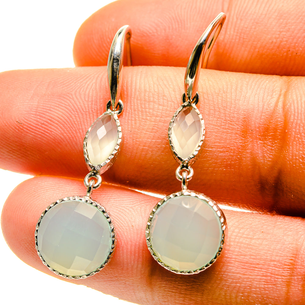 Aqua Chalcedony Earrings handcrafted by Anasilvercos - EARR416704