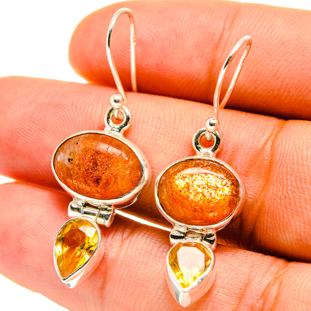 Sunstone Earrings handcrafted by Anasilvercos - EARR416711
