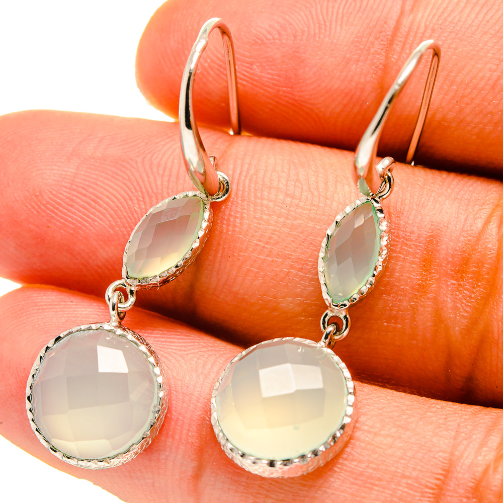 Aqua Chalcedony Earrings handcrafted by Anasilvercos - EARR416716