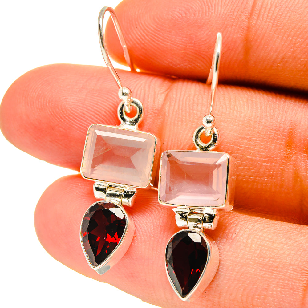 Rose Quartz Earrings handcrafted by Anasilvercos - EARR416740