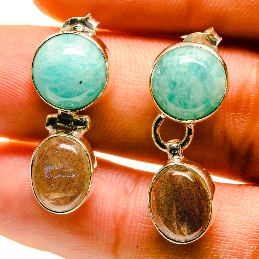 Peruvian Amazonite, Labradorite Earrings handcrafted by Anasilvercos - EARR416820
