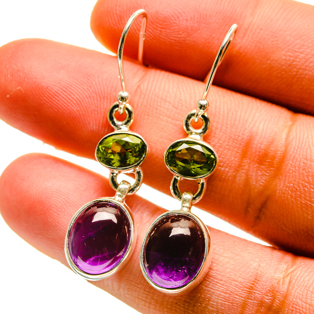 Amethyst, Peridot Earrings handcrafted by Anasilvercos - EARR416830