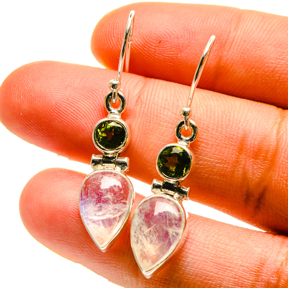 Rainbow Moonstone, Peridot Earrings handcrafted by Anasilvercos - EARR416833