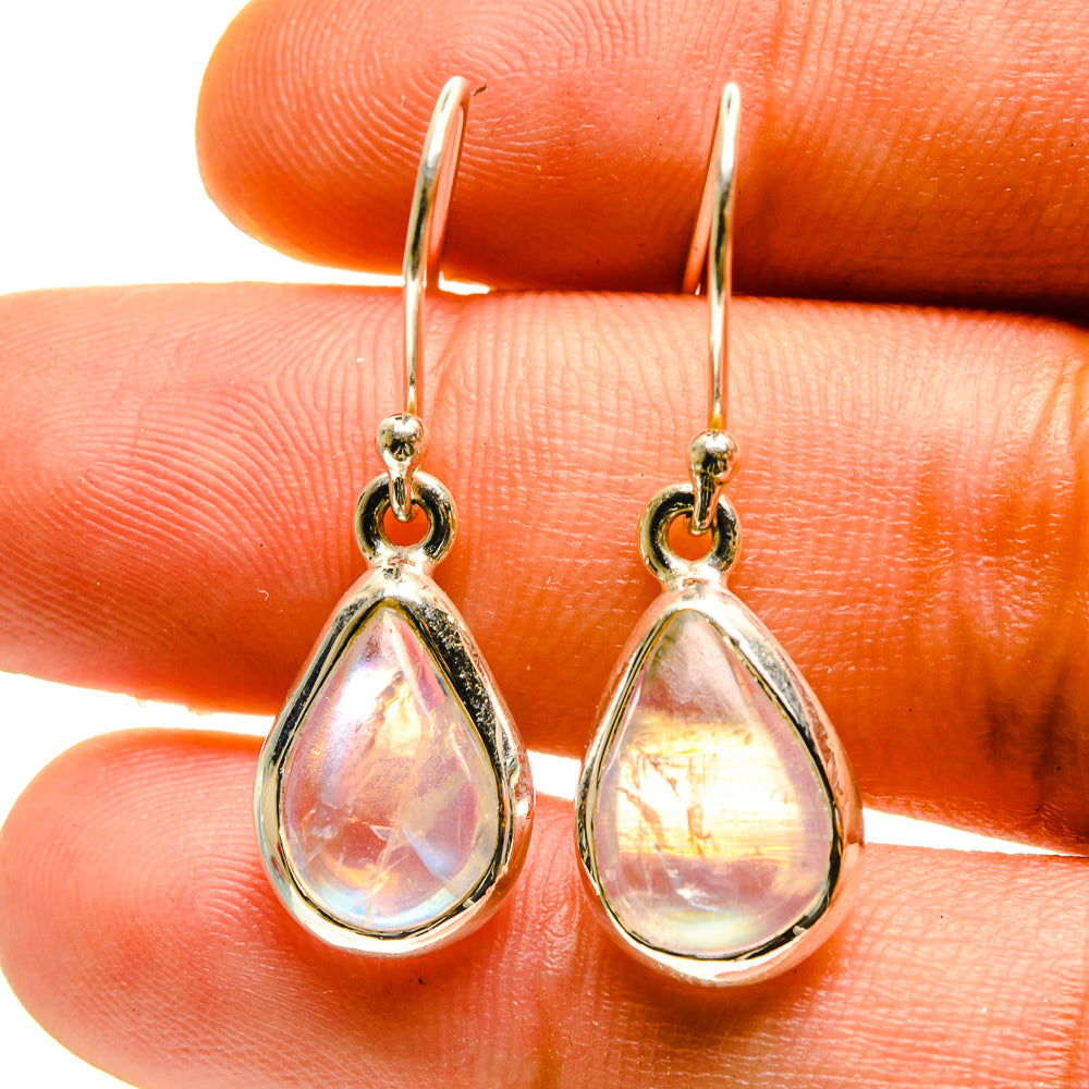 Rainbow Moonstone Earrings handcrafted by Anasilvercos - EARR416844