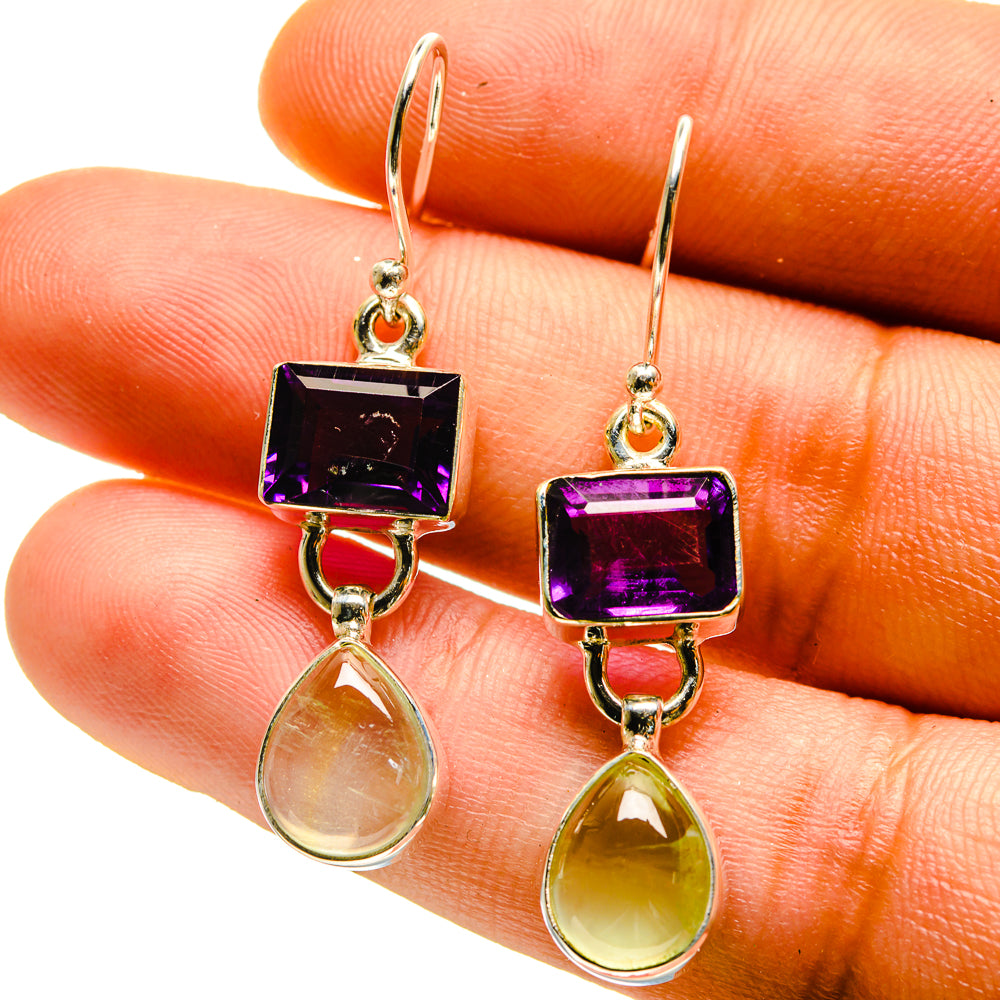 Prehnite, Amethyst Earrings handcrafted by Anasilvercos - EARR416847
