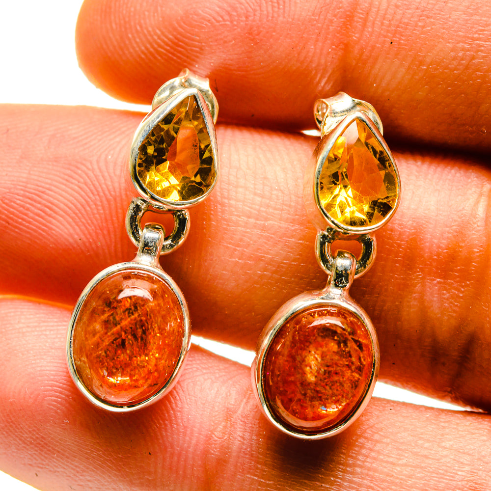 Sunstone, Citrine Earrings handcrafted by Anasilvercos - EARR416856
