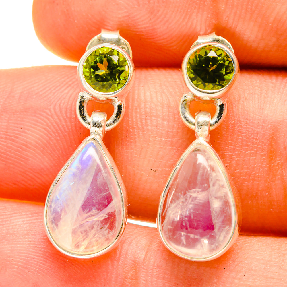 Rainbow Moonstone Earrings handcrafted by Anasilvercos - EARR416878