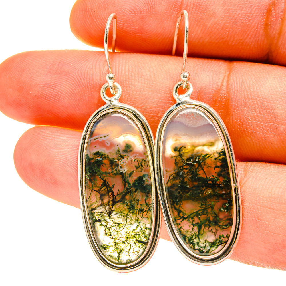 Green Moss Agate Earrings handcrafted by Anasilvercos - EARR416894