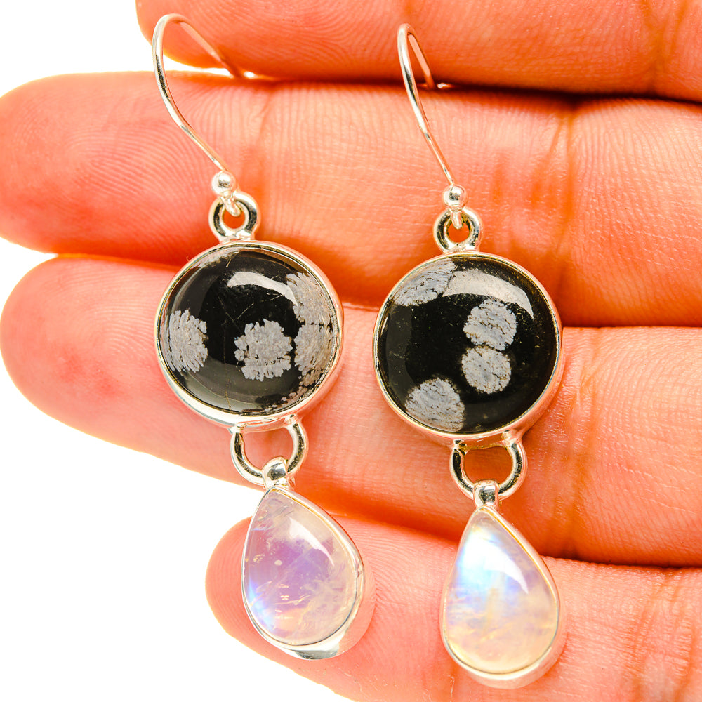 Snowflake Obsidian Earrings handcrafted by Anasilvercos - EARR416943