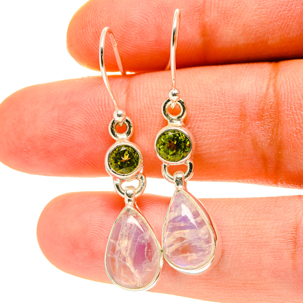 Rainbow Moonstone Earrings handcrafted by Anasilvercos - EARR416961