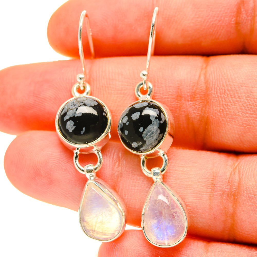 Snowflake Obsidian Earrings handcrafted by Anasilvercos - EARR416970