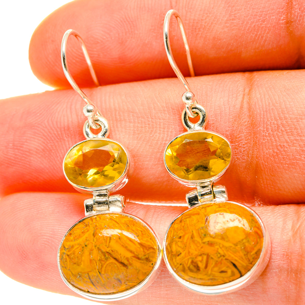 Palm Wood Jasper Earrings handcrafted by Anasilvercos - EARR416978