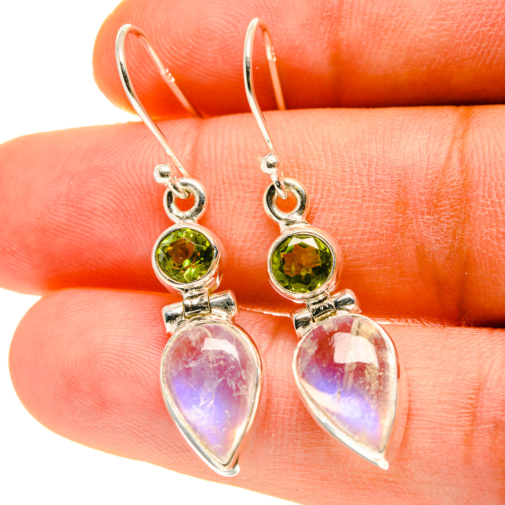 Rainbow Moonstone Earrings handcrafted by Anasilvercos - EARR416984