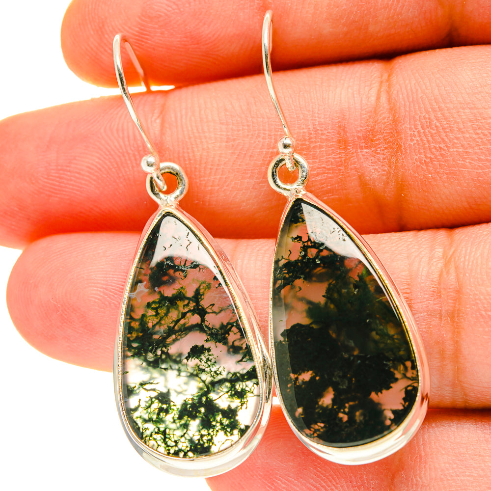 Green Moss Agate Earrings handcrafted by Anasilvercos - EARR416999