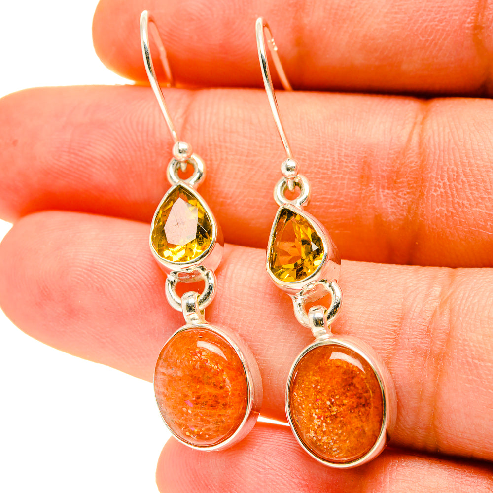 Sunstone Earrings handcrafted by Anasilvercos - EARR417005