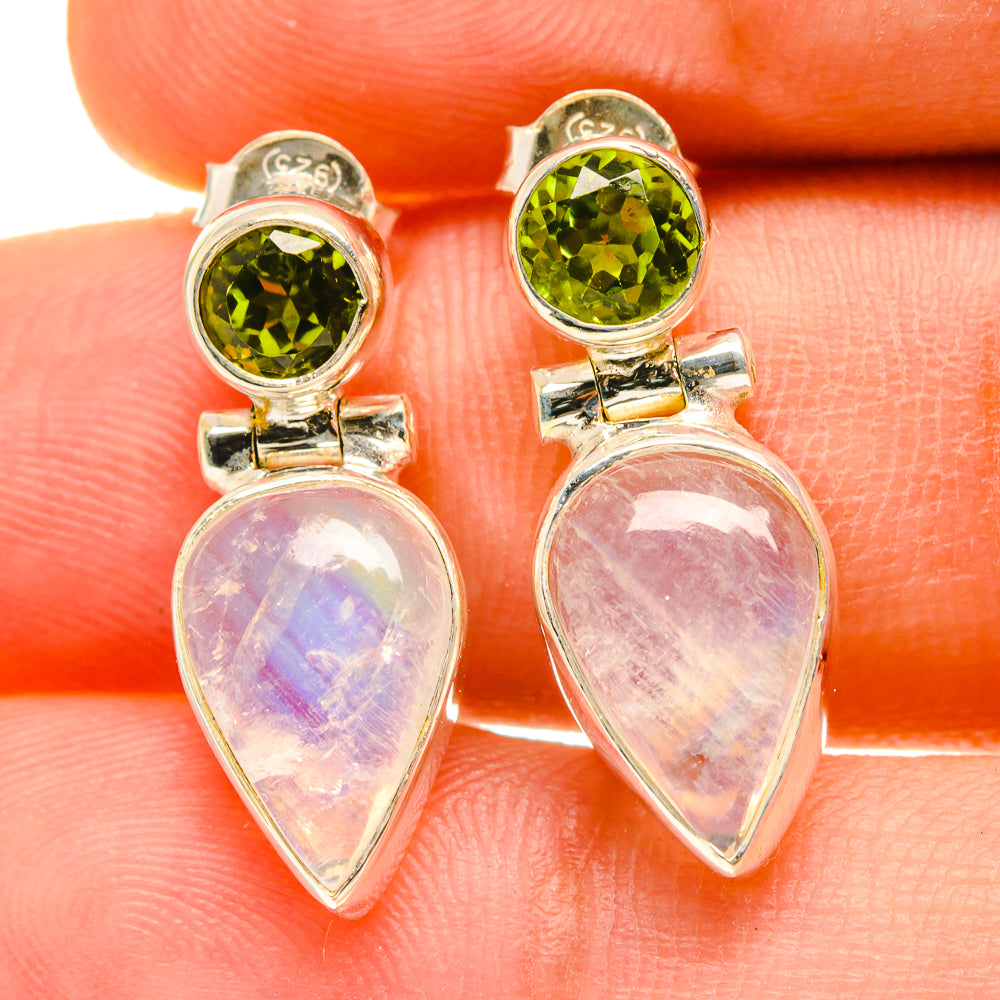 Rainbow Moonstone Earrings handcrafted by Anasilvercos - EARR417007