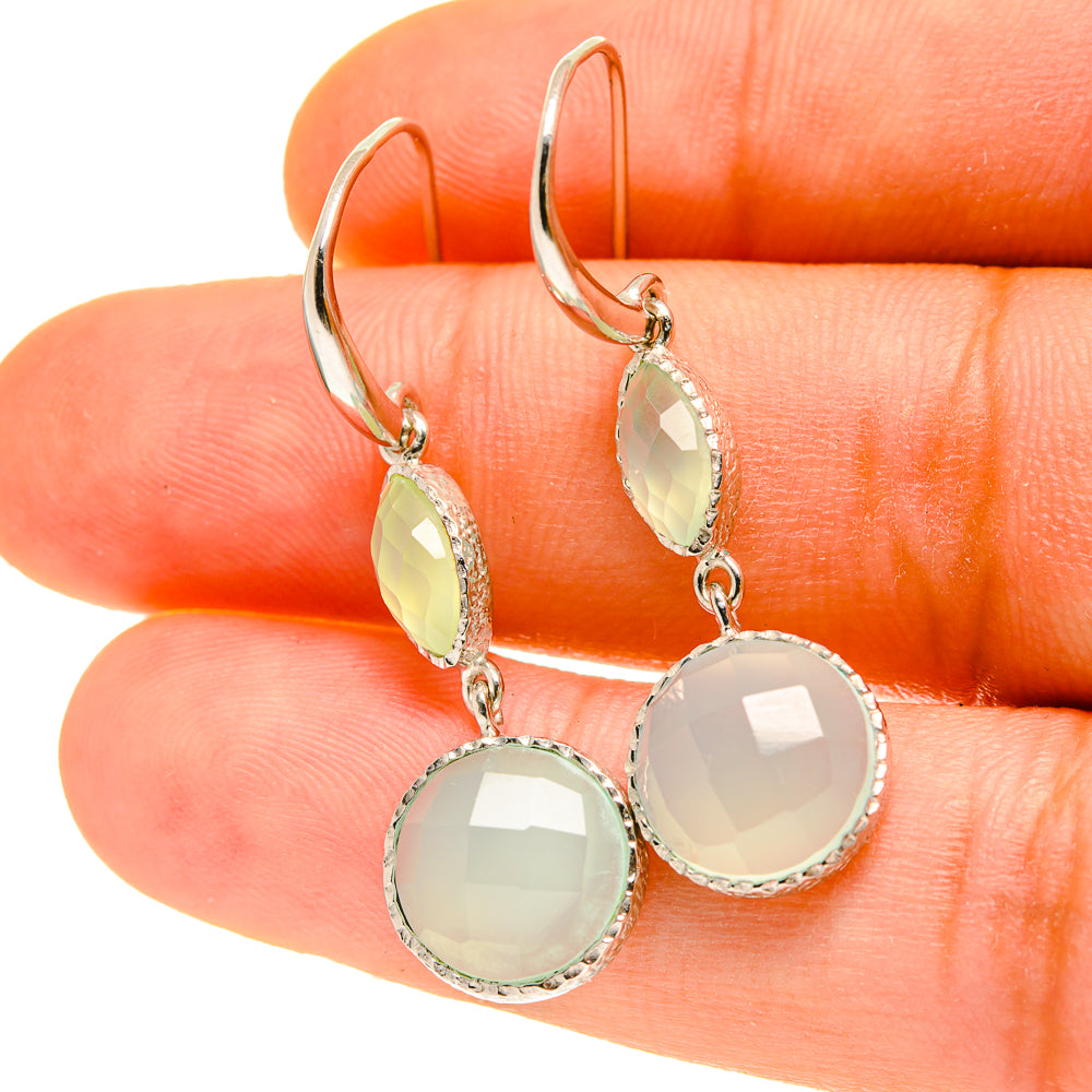 Aqua Chalcedony Earrings handcrafted by Anasilvercos - EARR417015