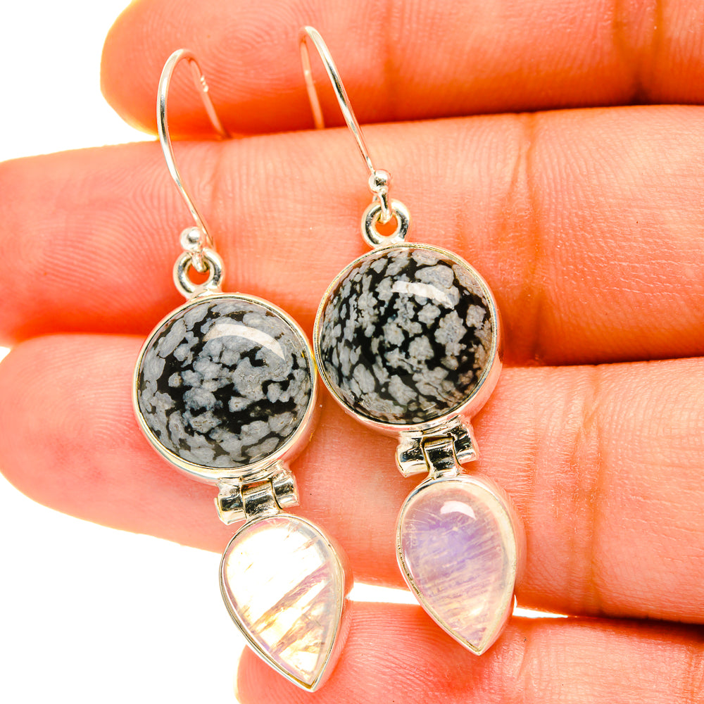 Snowflake Obsidian Earrings handcrafted by Anasilvercos - EARR417031