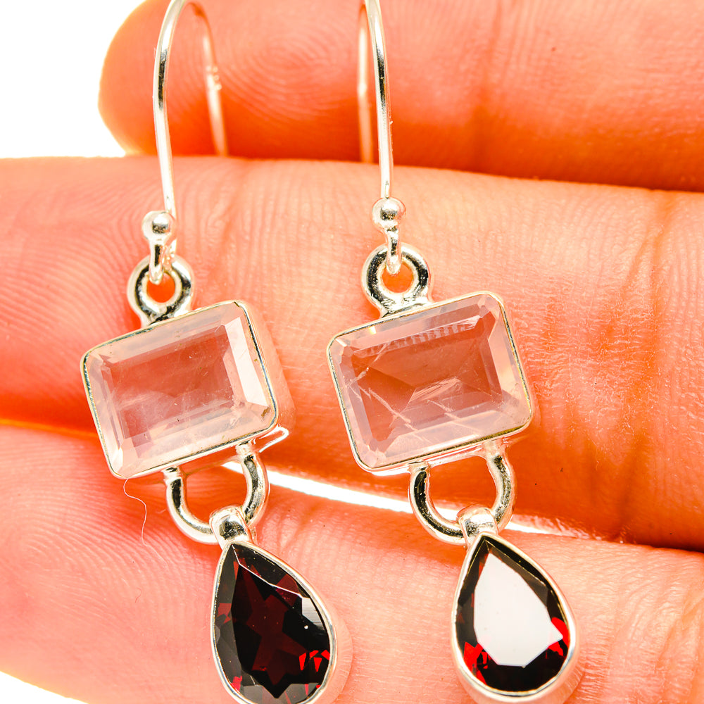 Rose Quartz Earrings handcrafted by Anasilvercos - EARR417045