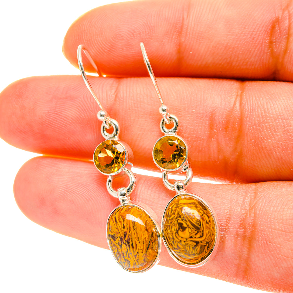 Palm Wood Jasper Earrings handcrafted by Anasilvercos - EARR417087