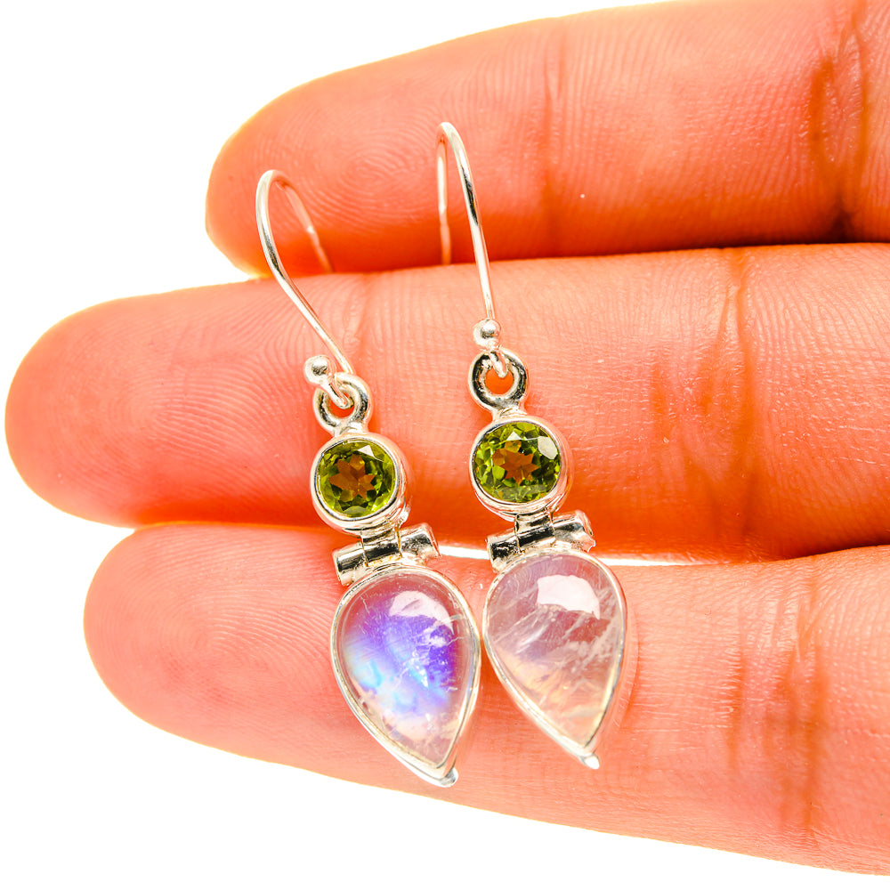 Rainbow Moonstone Earrings handcrafted by Anasilvercos - EARR417107