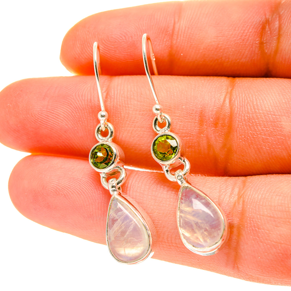 Rainbow Moonstone Earrings handcrafted by Anasilvercos - EARR417109