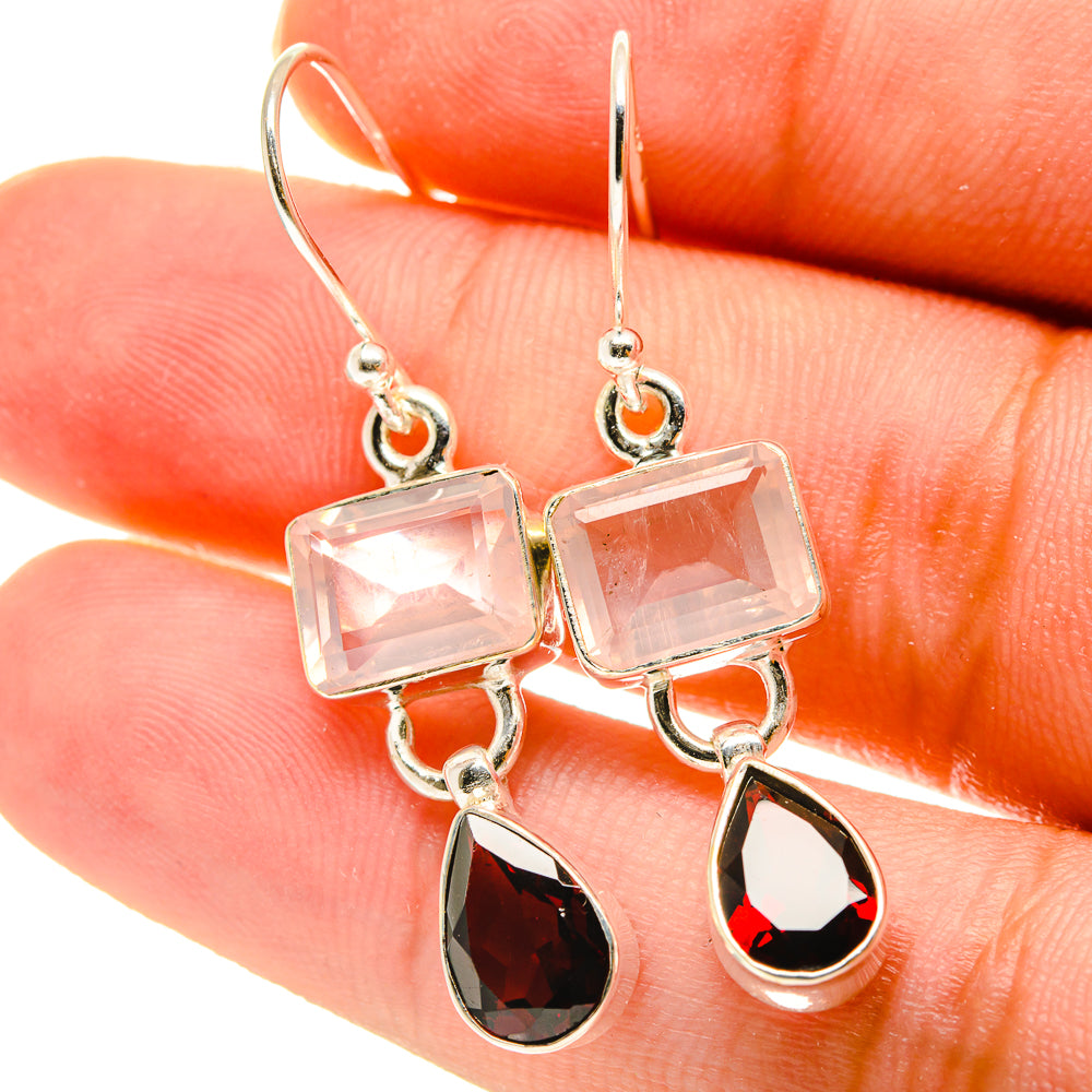 Rose Quartz Earrings handcrafted by Anasilvercos - EARR417110