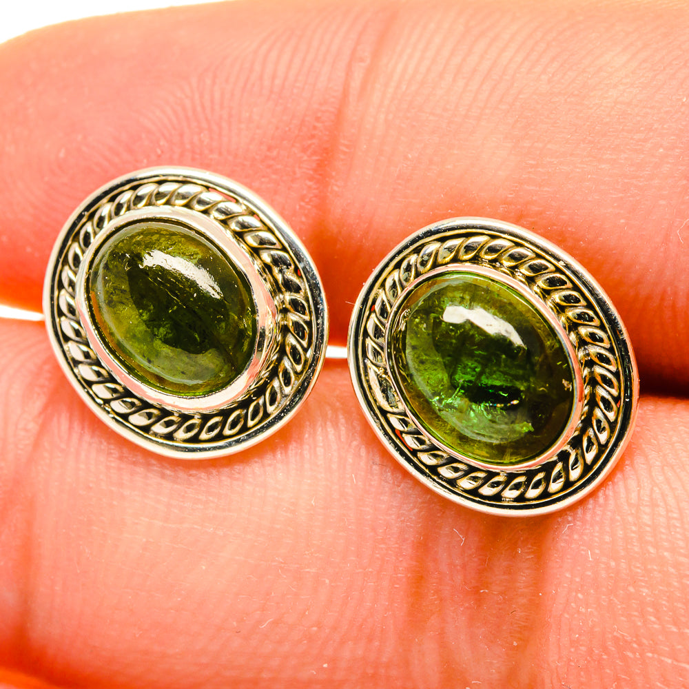 Green Tourmaline Earrings handcrafted by Anasilvercos - EARR417113